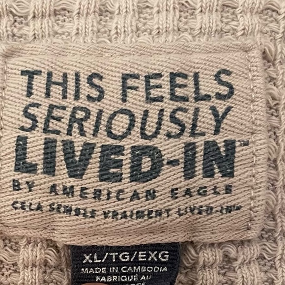 American Eagle AE Oversized Waffle V Neck Pullover XL - Picture 8 of 8